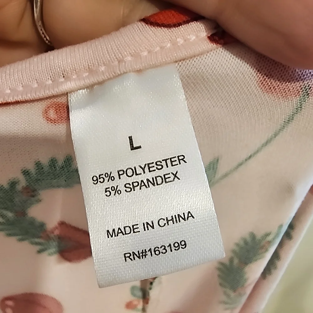 Holliday Short One Piece Onessie Festive Pink Holiday Pajama Size  L